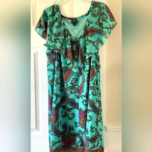 Nicole by Nicole Miller Paisley Shift Dress NWT Flutter Sleeveless 14